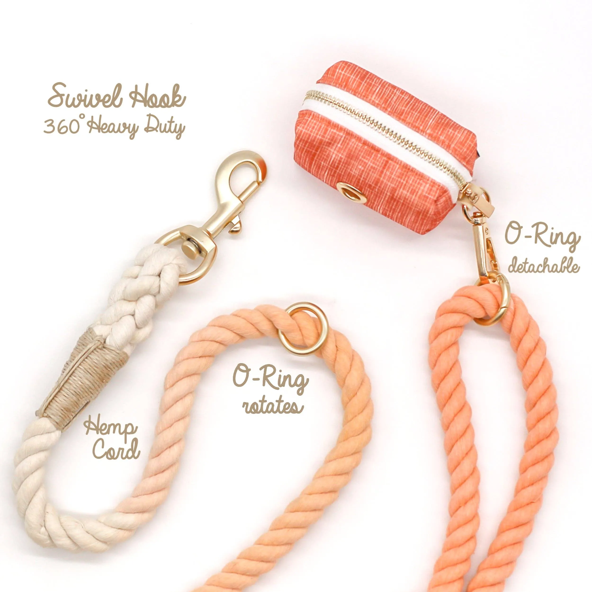 Cotton Rope Leash Ombre Pastel | Desert Orange