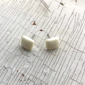 Cream Flat Square Stud Earrings