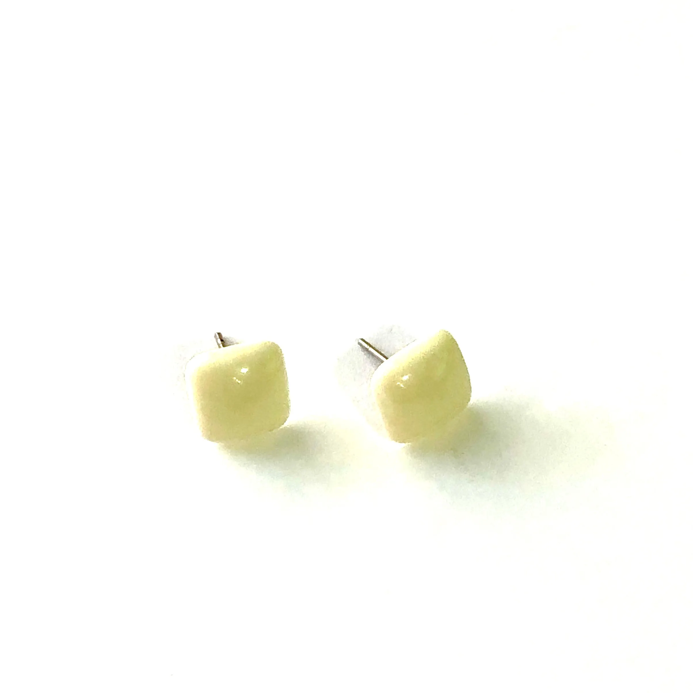 Cream Flat Square Stud Earrings