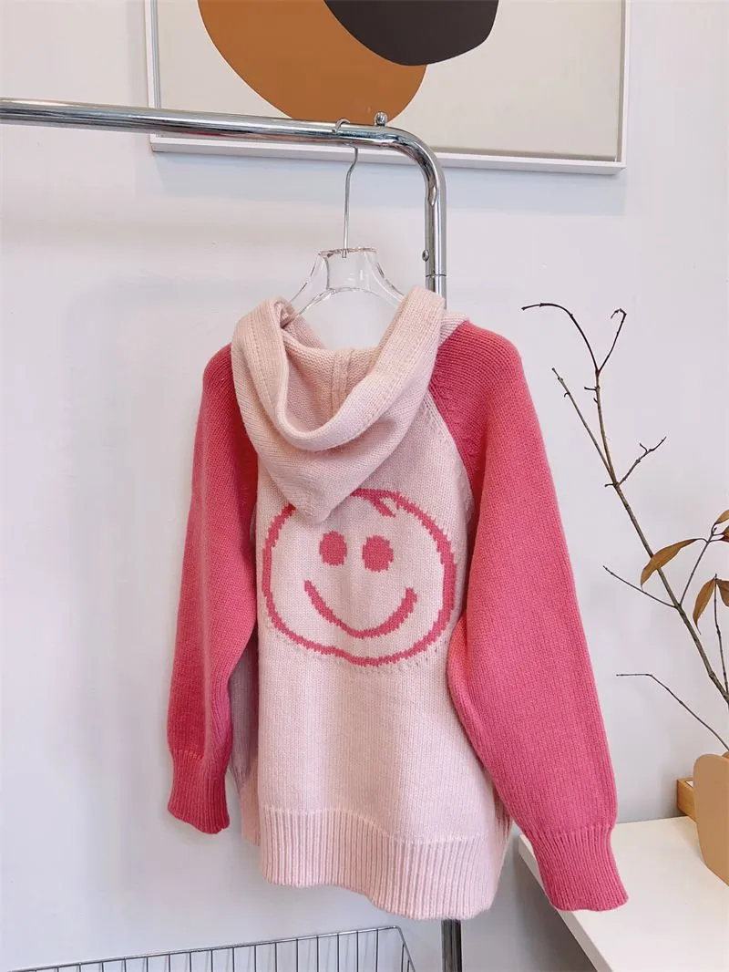 Cute Designer Smiley Face Zip Up Cardigan Sweater