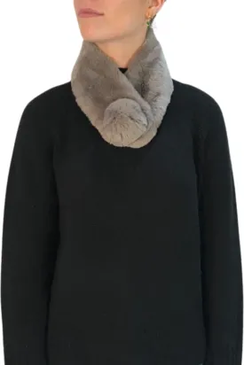 Dark Grey Real Rex Rabbit Magnetic Bobble Scarf