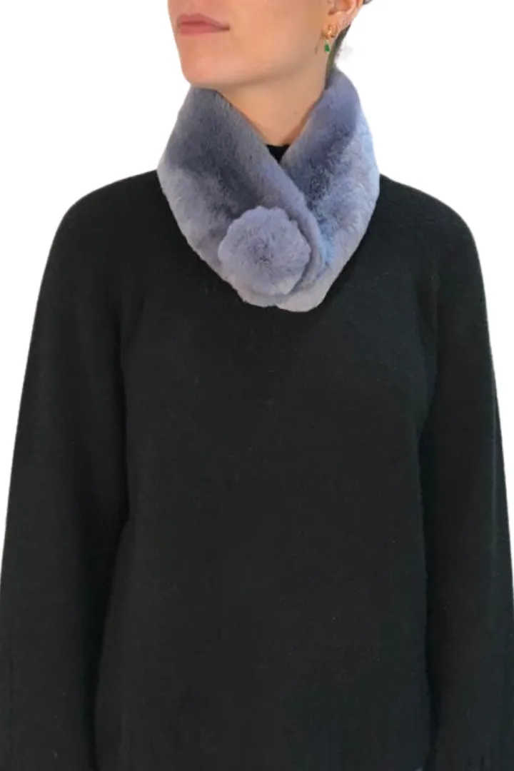 Denim Blue Magnetic Real Rex Rabbit Bobble Scarf