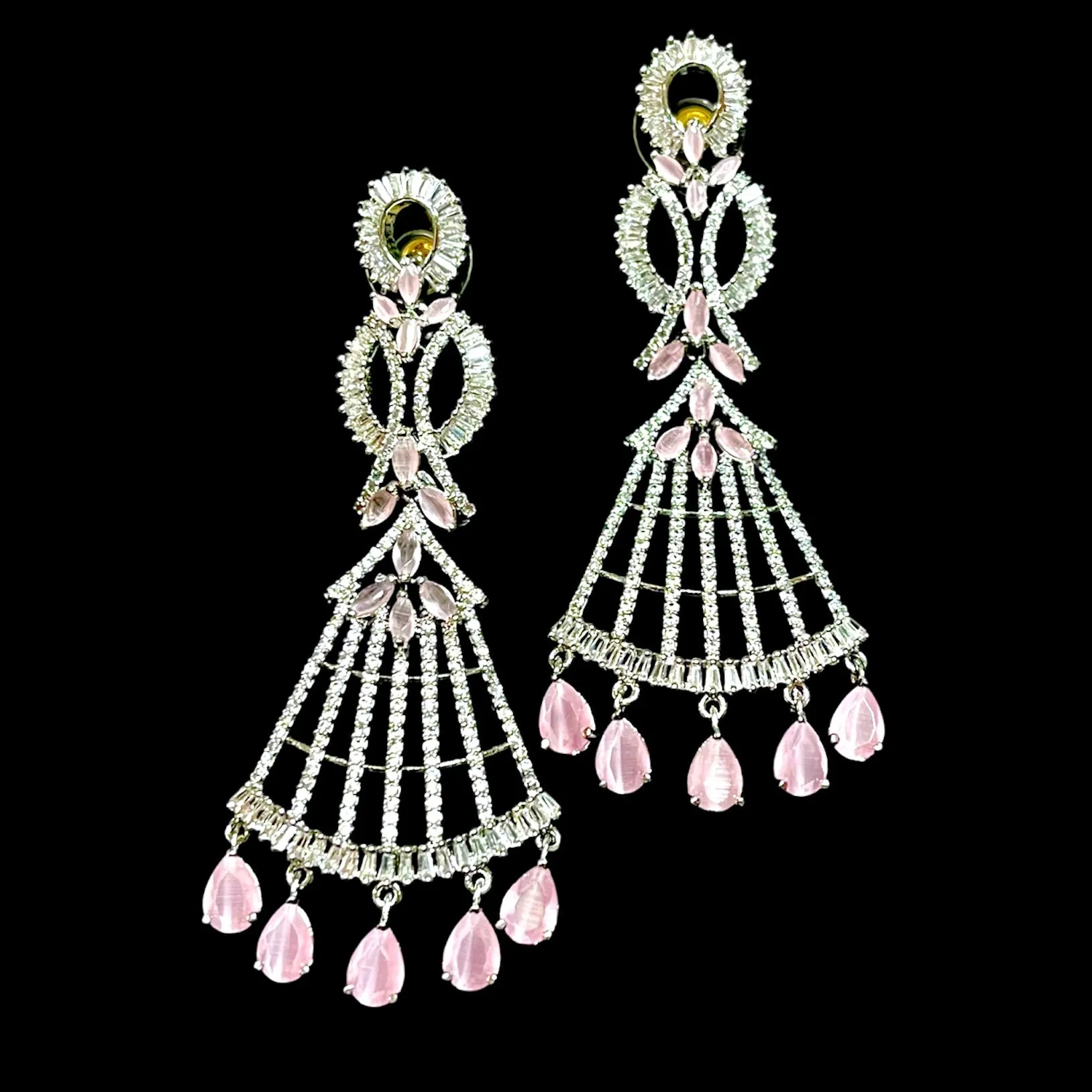 Designer White Rhodium Polish AD Zircon (CZ) Earring