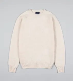 Drake's Brushed Shetland Crew Neck Jumper / Cream