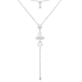 Drop Cross Adjustable Necklace - Silver