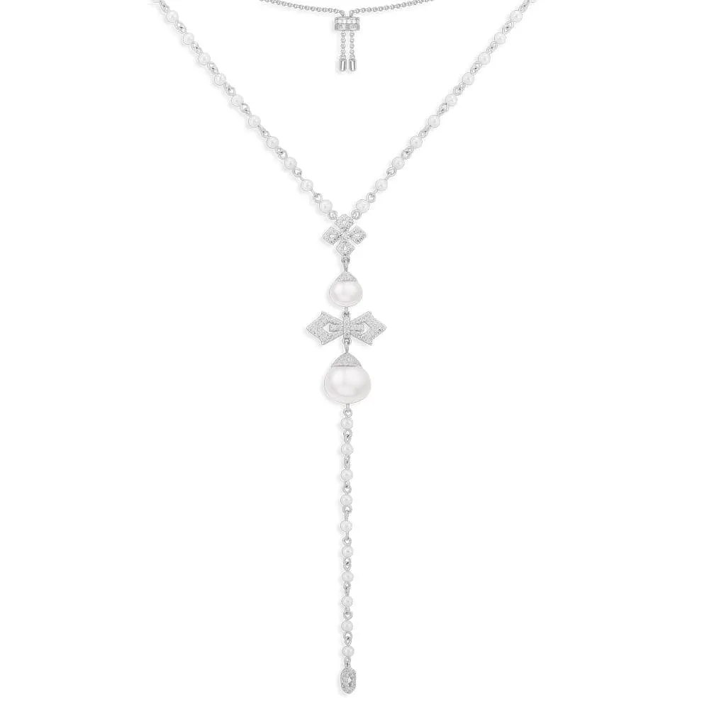 Drop Cross Adjustable Necklace - Silver