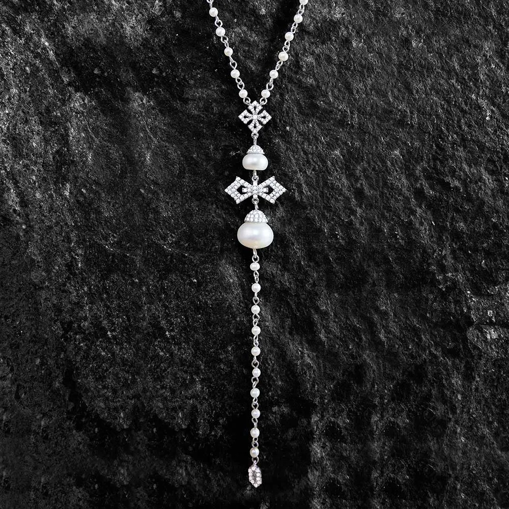 Drop Cross Adjustable Necklace - Silver