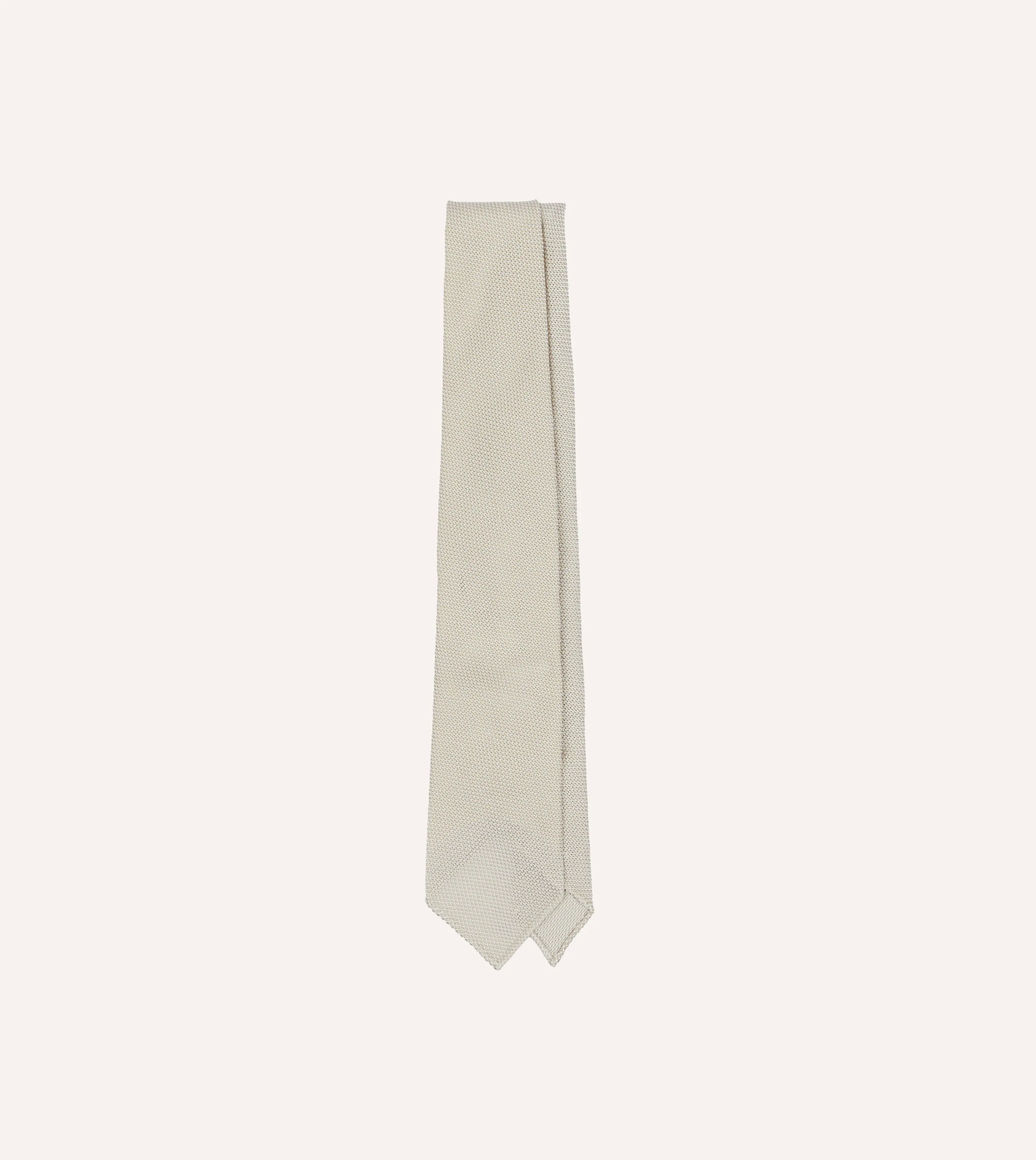 Ecru Fine Woven Grenadine Silk Hand Rolled Tie