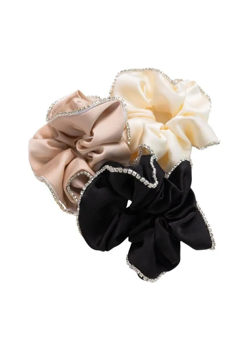 Embellished Silk Scrunchies Trio