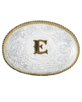 Engraved Initial E Medium Oval Buckle