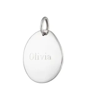 Engraved Silver Pebble Charm (Medium)