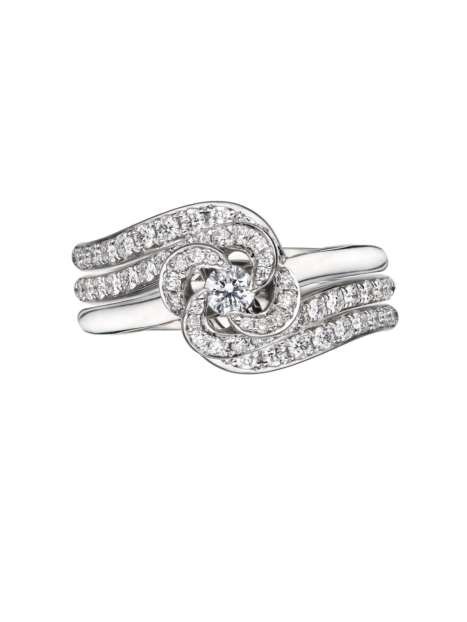 Entwined Petal10 Wedding & Eternity Ring - 18ct White Gold & 0.15ct Diamond