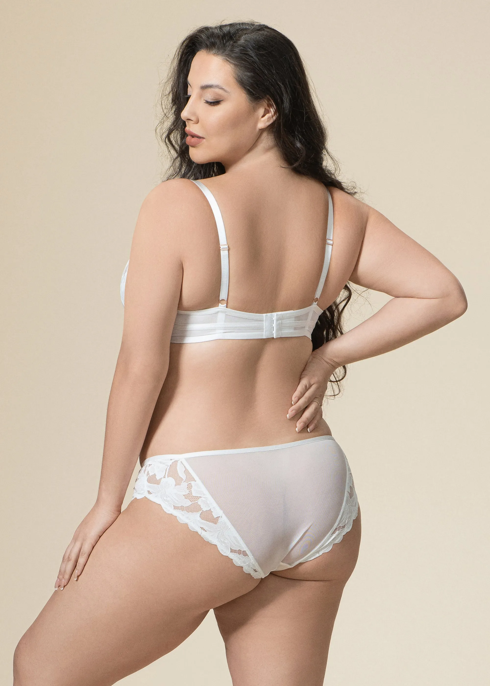 FLORA Plus Floral White Lace Brief Panties