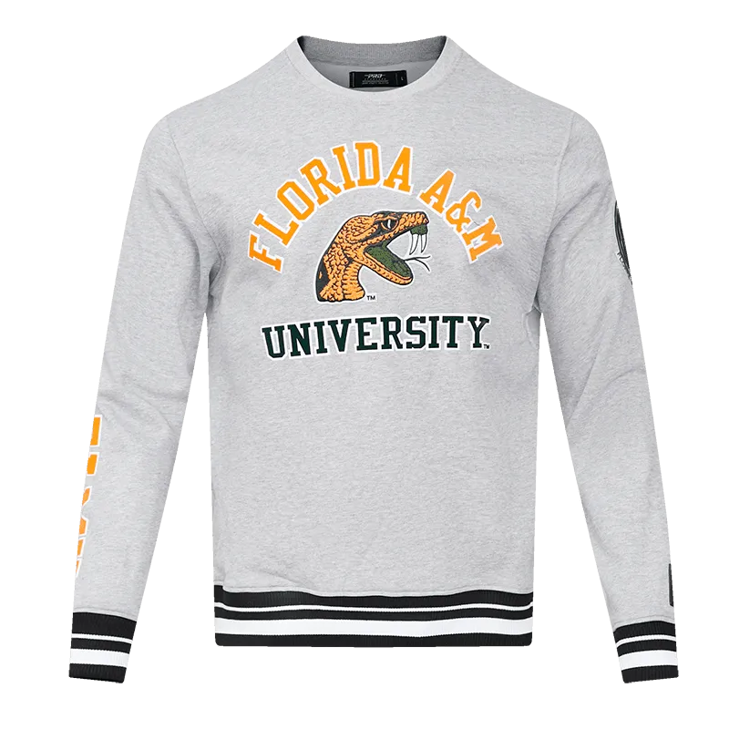 FLORIDA A&M UNIVERSITY CLASSIC MEN'S STACKED LOGO CREWNECK (HEATHER GRAY/BLACK)