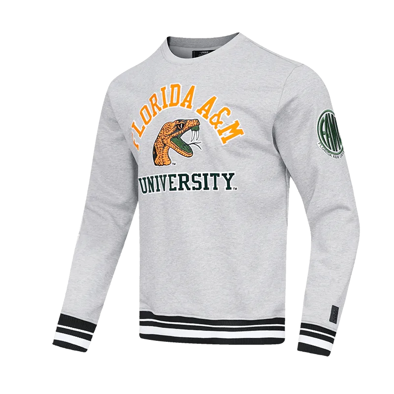 FLORIDA A&M UNIVERSITY CLASSIC MEN'S STACKED LOGO CREWNECK (HEATHER GRAY/BLACK)