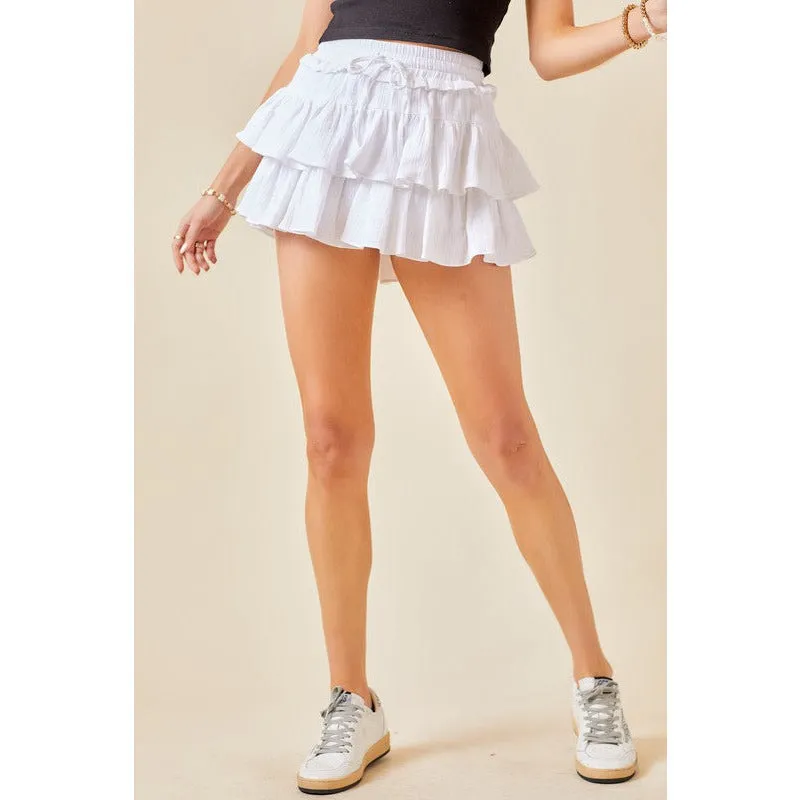 Flounce Gauze Mini Skort