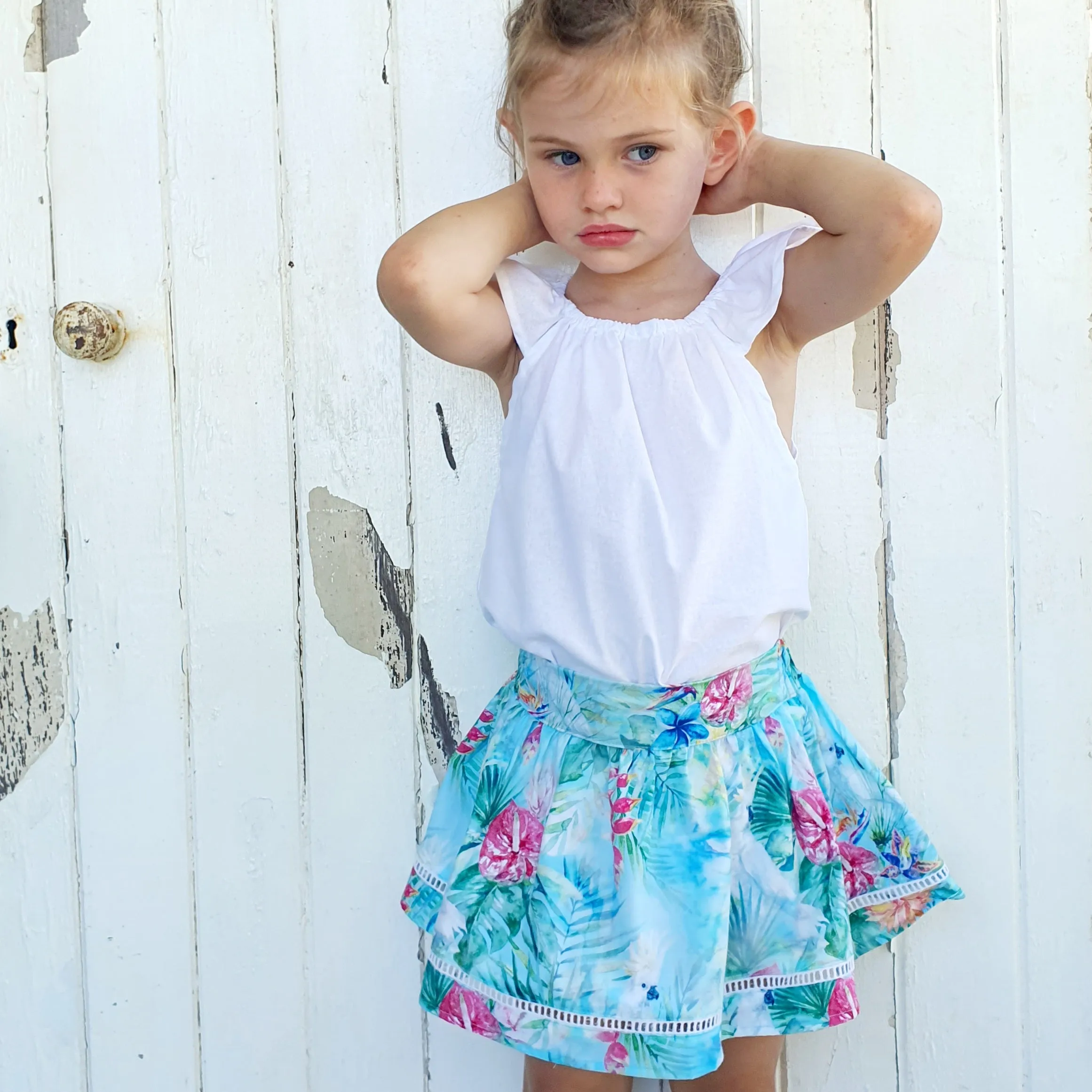 French Cotton Skirt - Aqua Australiana