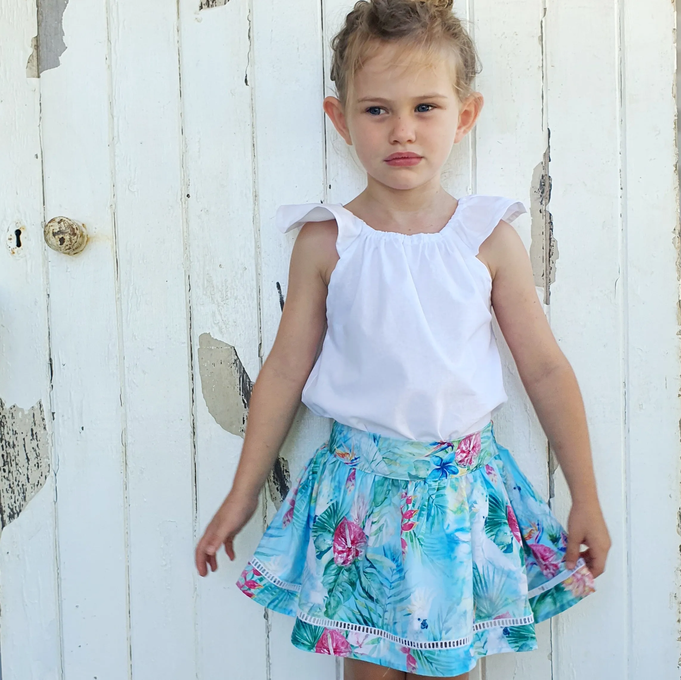 French Cotton Skirt - Aqua Australiana