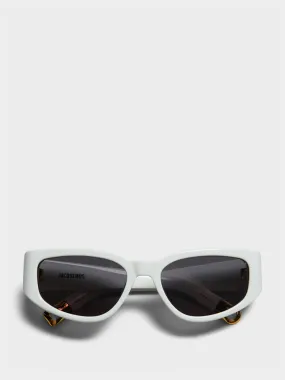 Gala Sunglasses in White, Yellow Gold and Grey