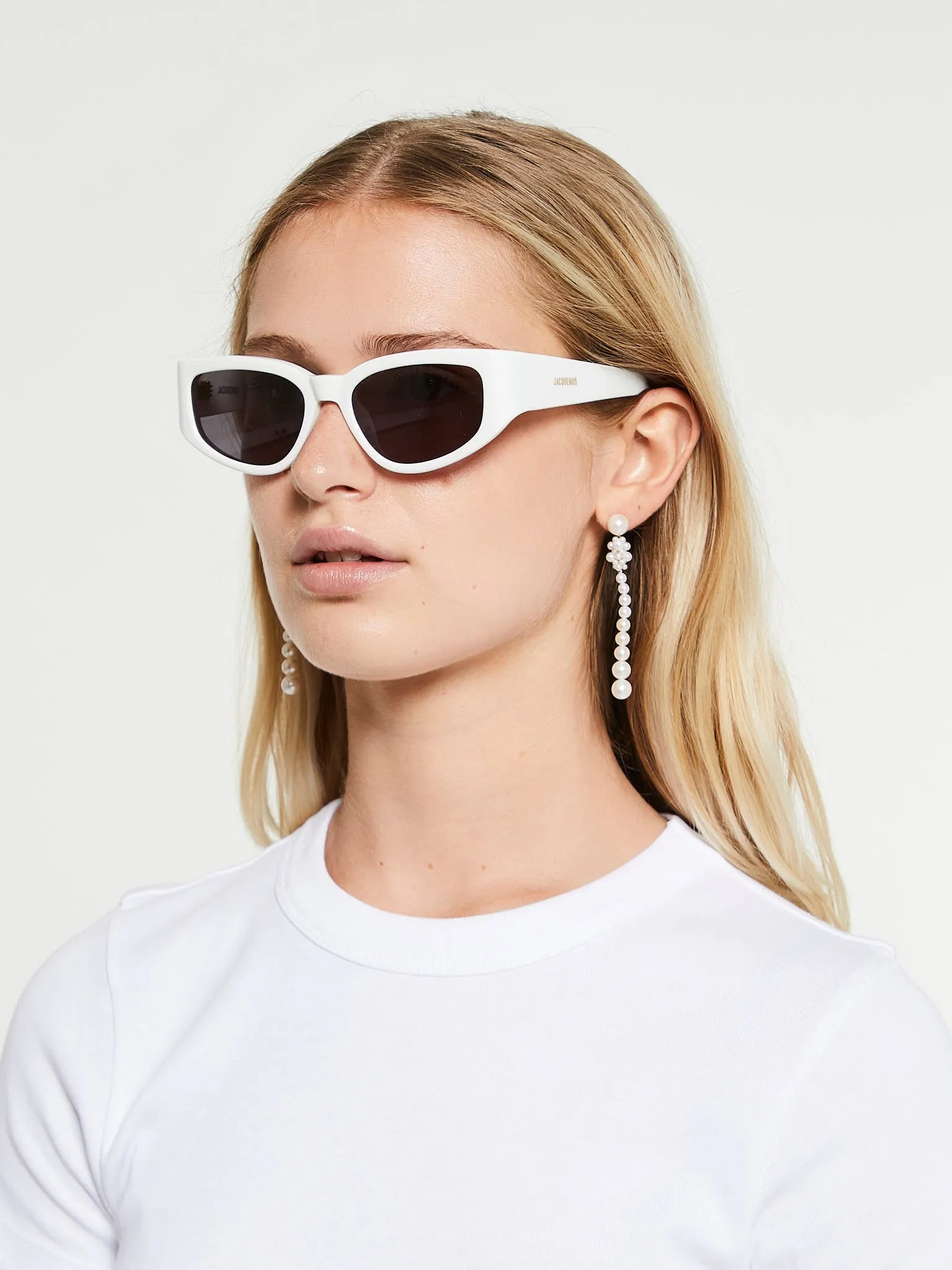 Gala Sunglasses in White, Yellow Gold and Grey