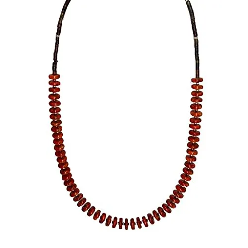 Genuine Apple Coral Necklace,18 Inches, Authentic Navajo Native American USA Handmade, Sterling Silver