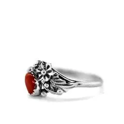 Genuine Coral Ring, Sterling Silver, Native American Handmade, Nickel Free, For Women and Girls