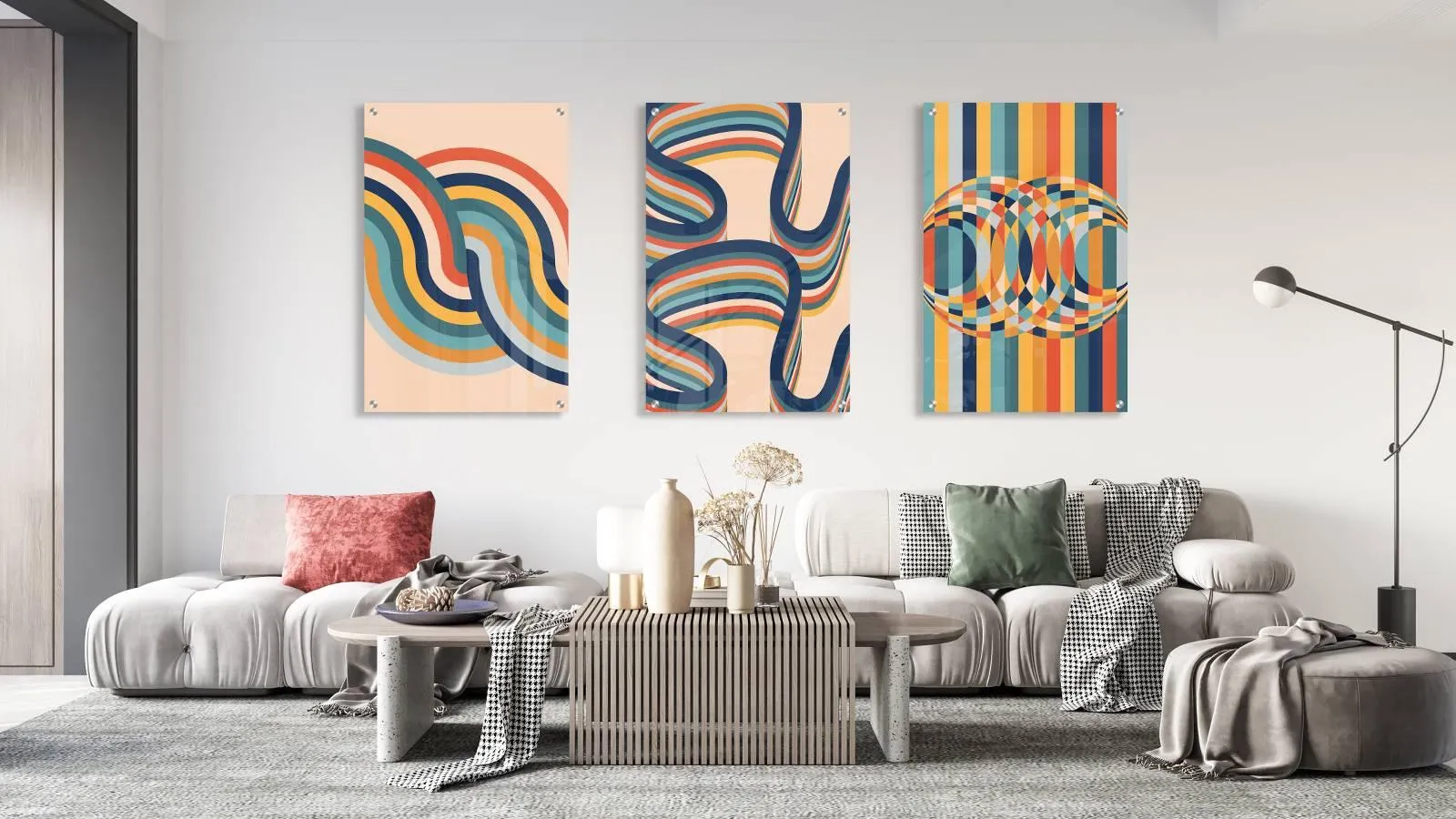 Geometrical Art Set of 3 Prints Modern Wall Art Modern Artwork