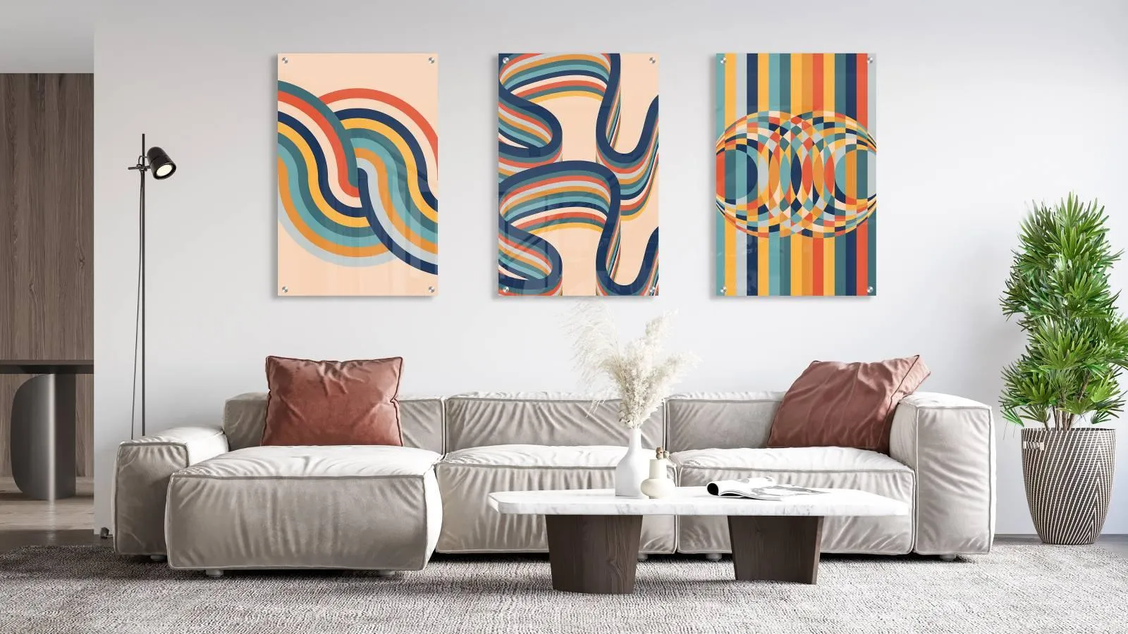 Geometrical Art Set of 3 Prints Modern Wall Art Modern Artwork