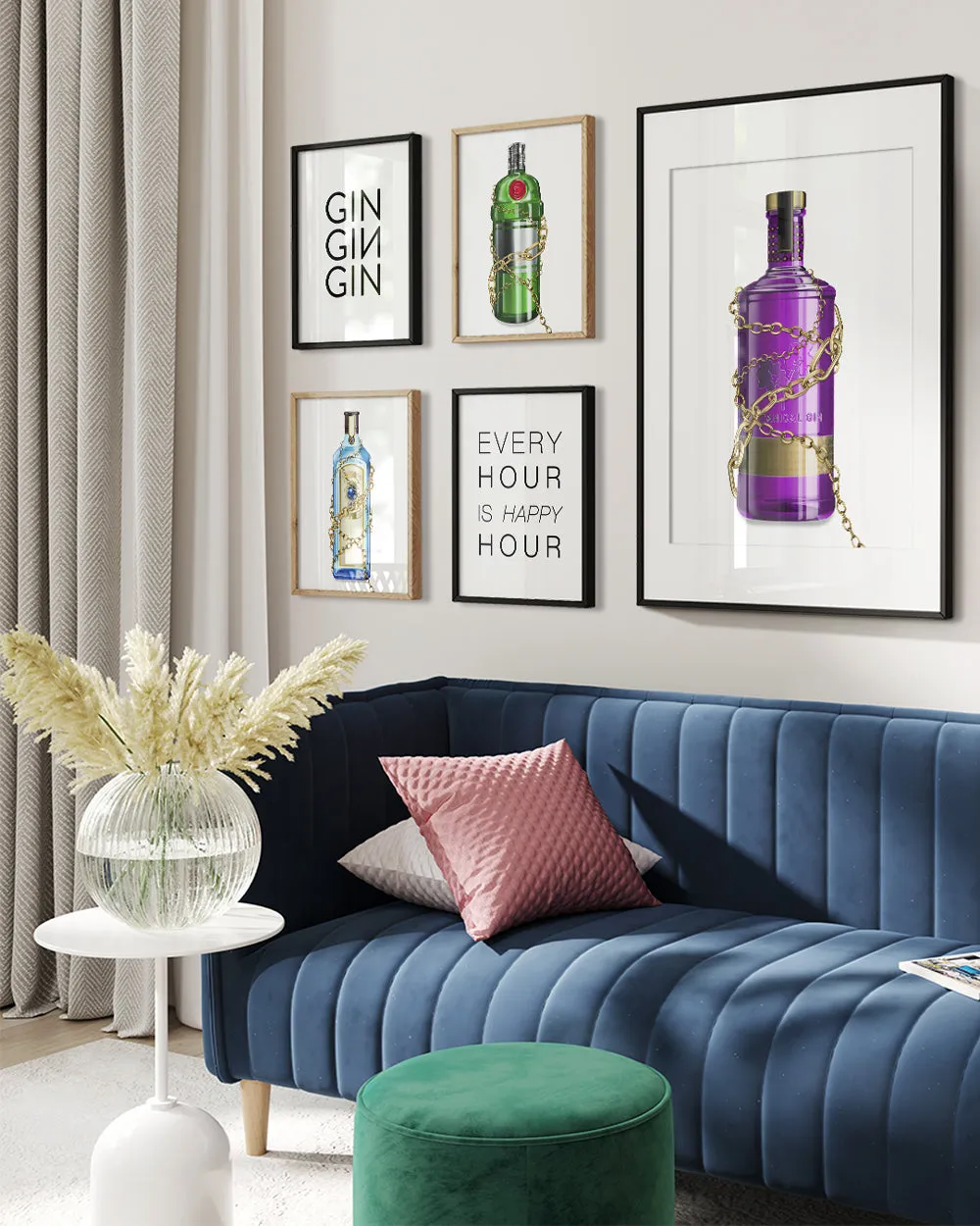 Gin Bottle Wall Art Print 'Baroque Bottle VII'