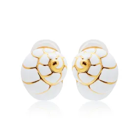 Gold and White Shell Clip Earring