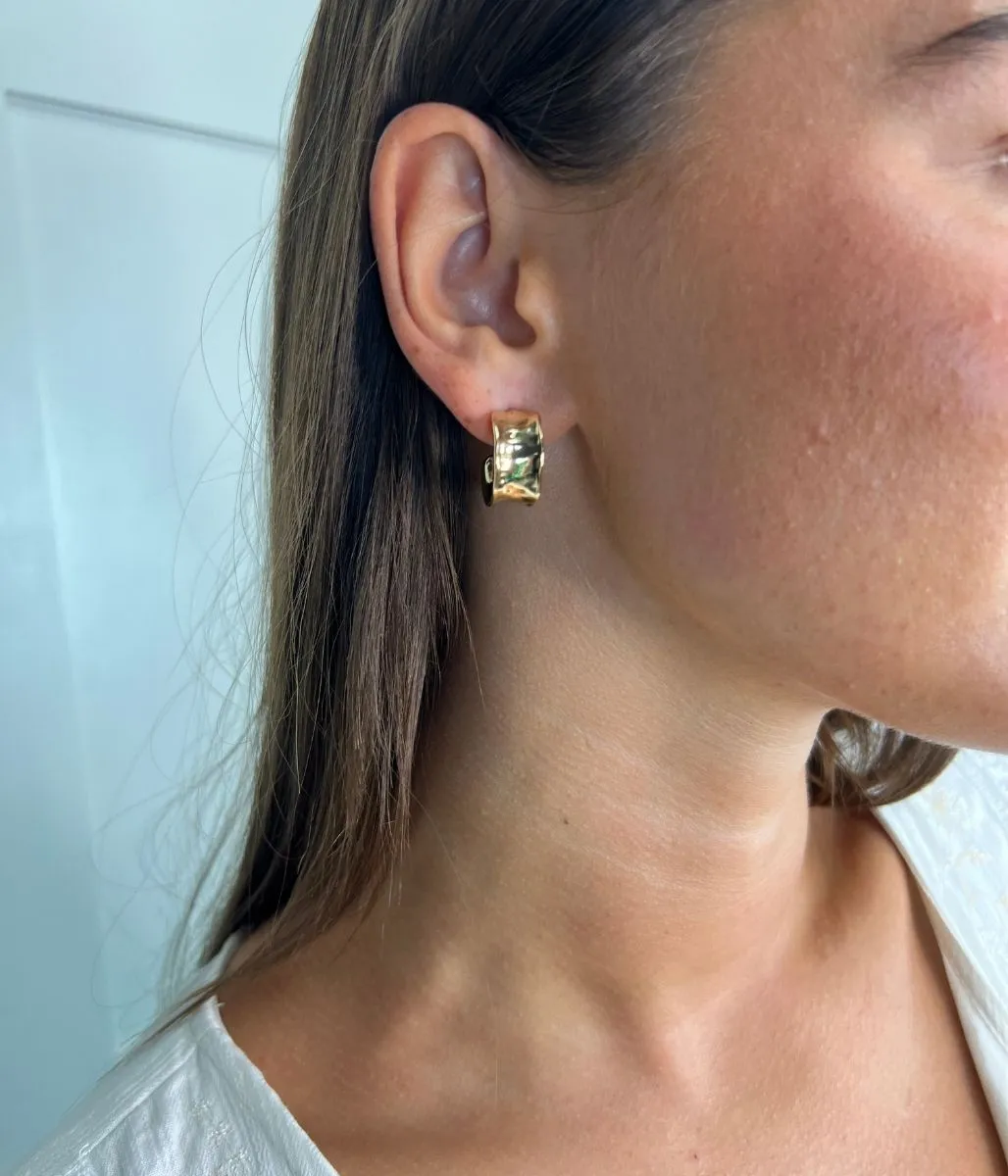 Gold Hammered Cuff Earrings