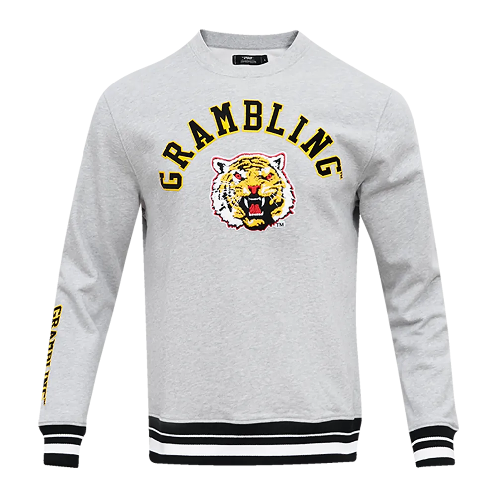 GRAMBLING STATE UNIVERSITY CLASSIC MEN'S STACKED LOGO CREWNECK (HEATHER GRAY/BLACK)