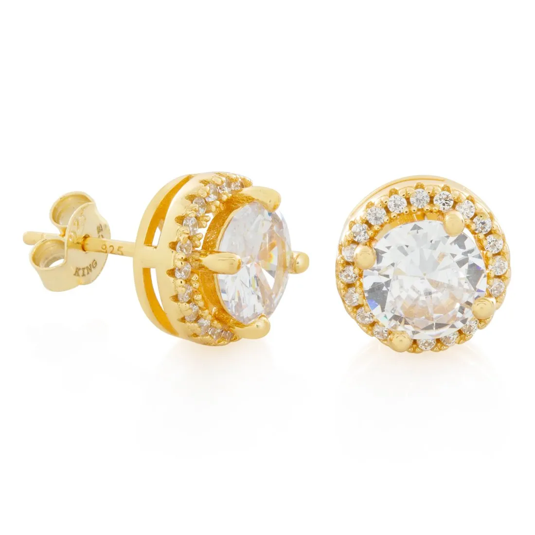 Halo Brilliant-Cut Stud Earrings