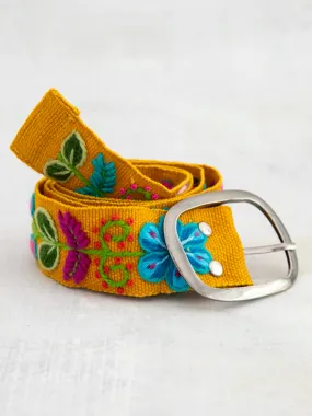 Hand Embroidered Belt - Mustard