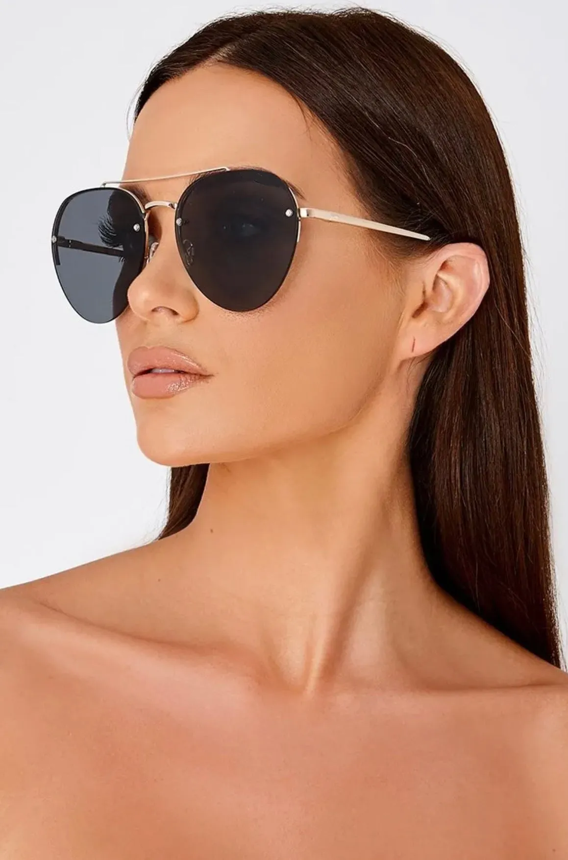 HIGH PROFILE DARK TONE AVIATOR SUNGLASSES BLACK