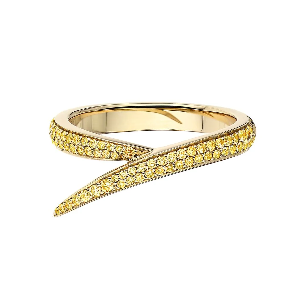 Interlocking Stacked Ring - 18ct White and Yellow Gold & Yellow Sapphire and White Diamond