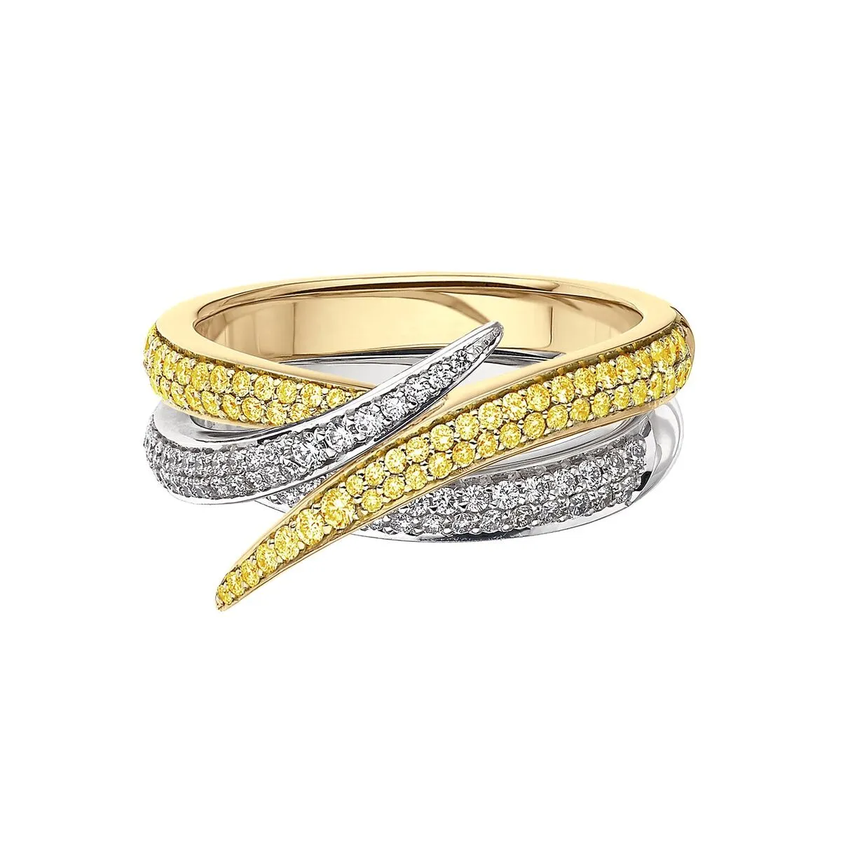 Interlocking Stacked Ring - Yellow Sapphire & White Diamond