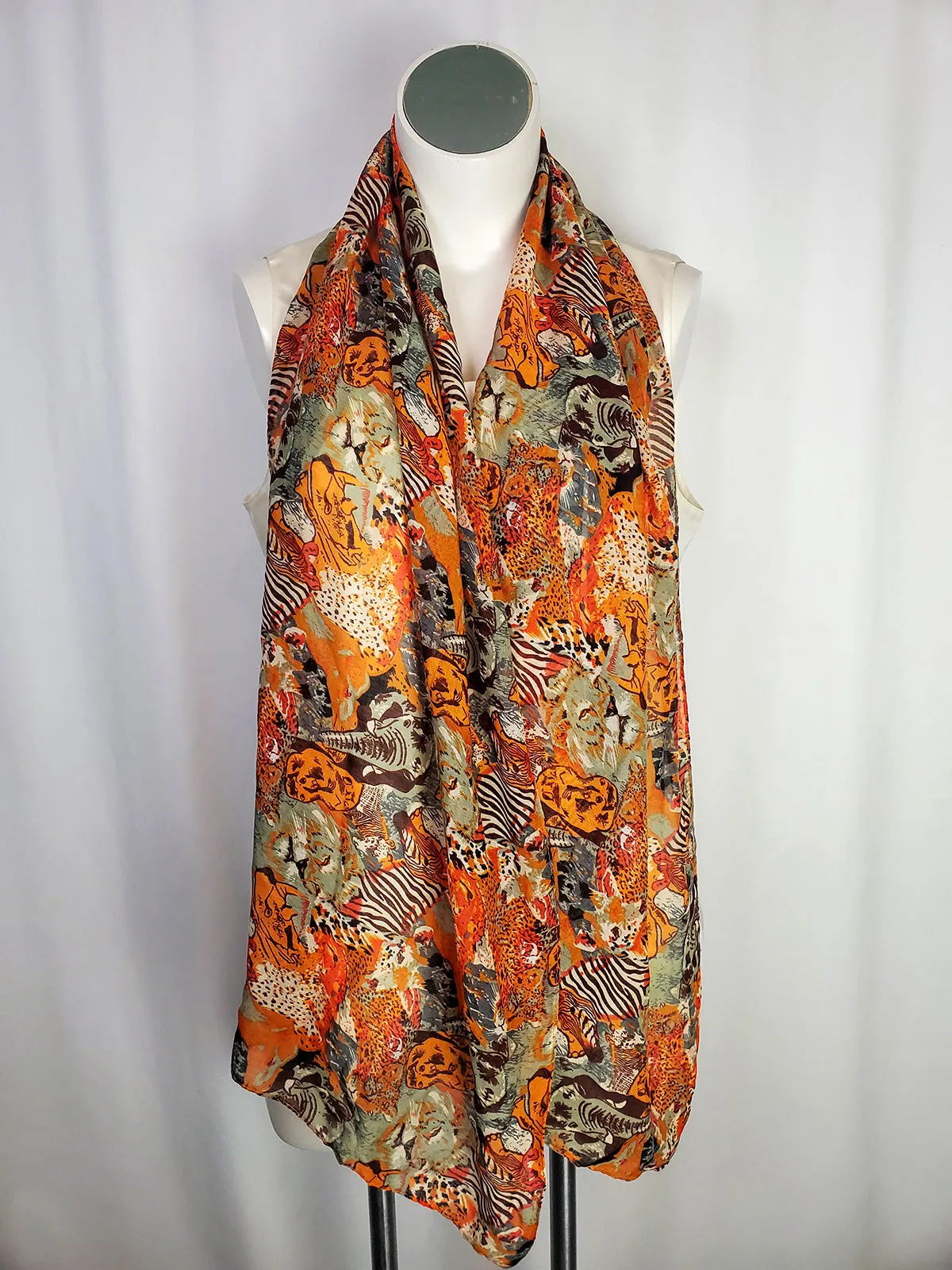 Into Africa Orange & Brown Animal Print Scarf