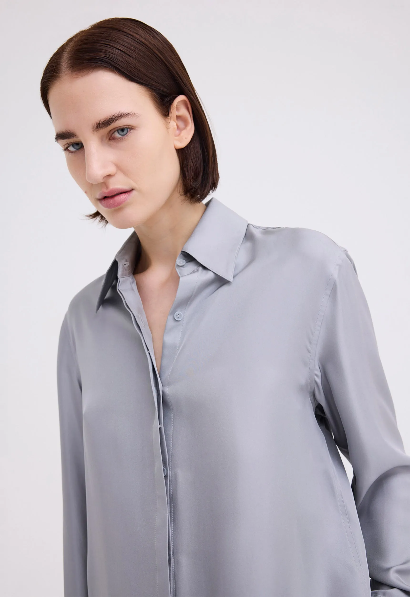 Iver Silk Twill Shirt - Oxide Grey