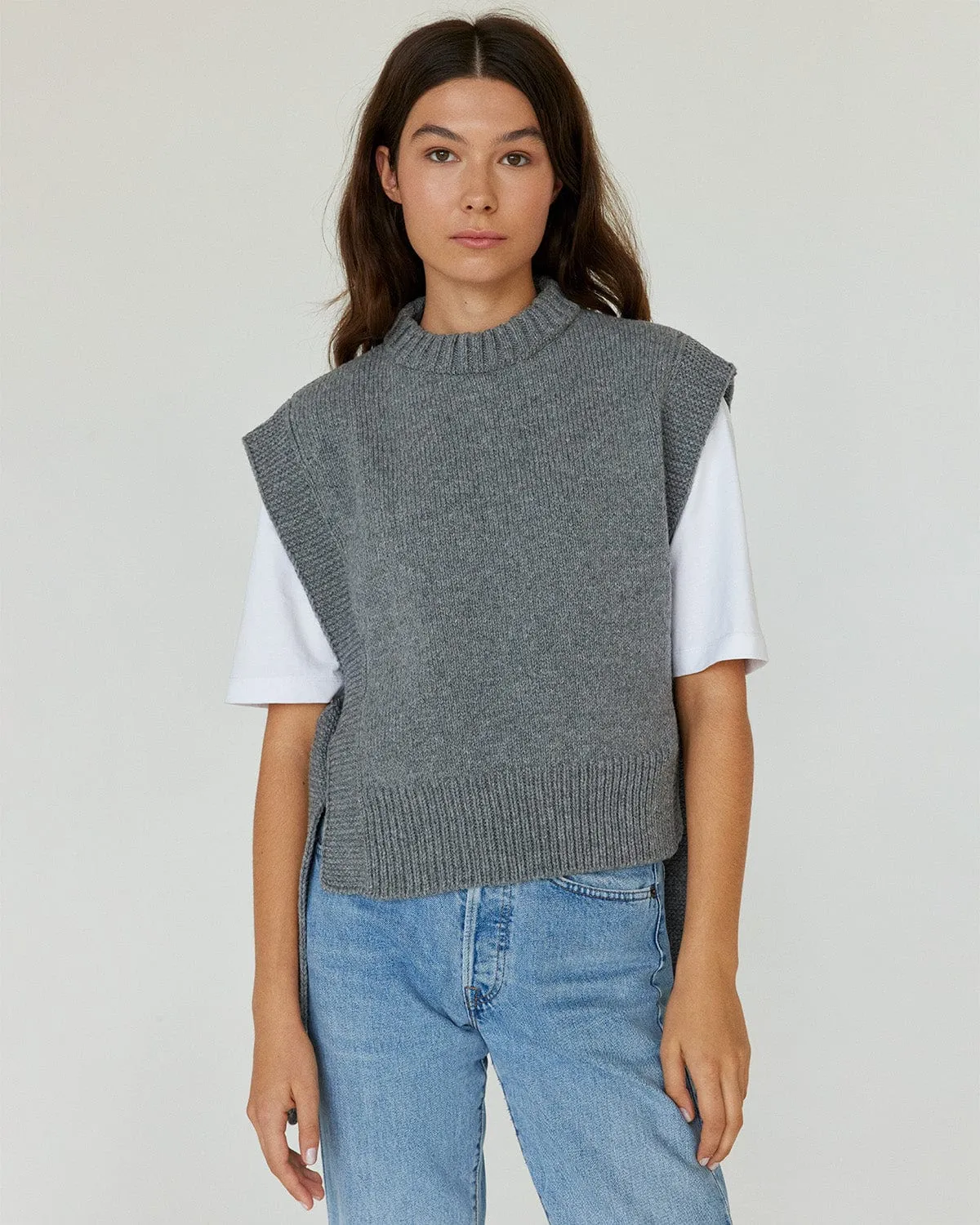 Stylish Dove Grey Merino Wool Vest