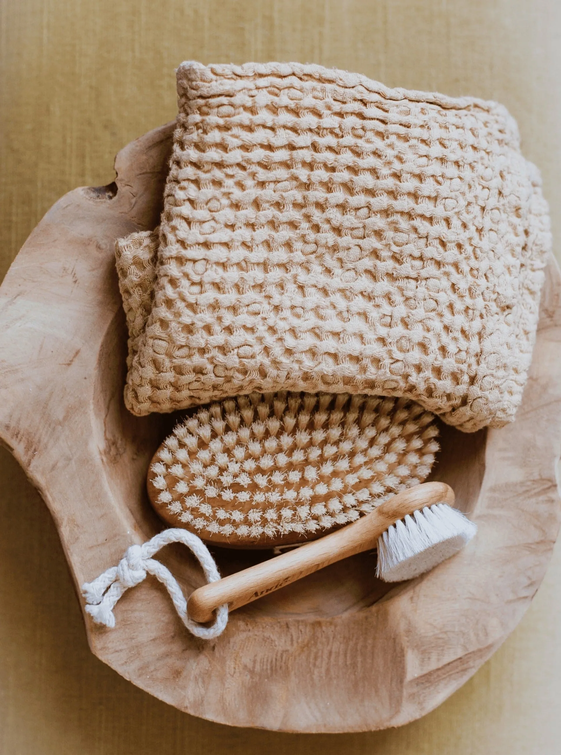 Linen Waffle Bath Towel - Cream