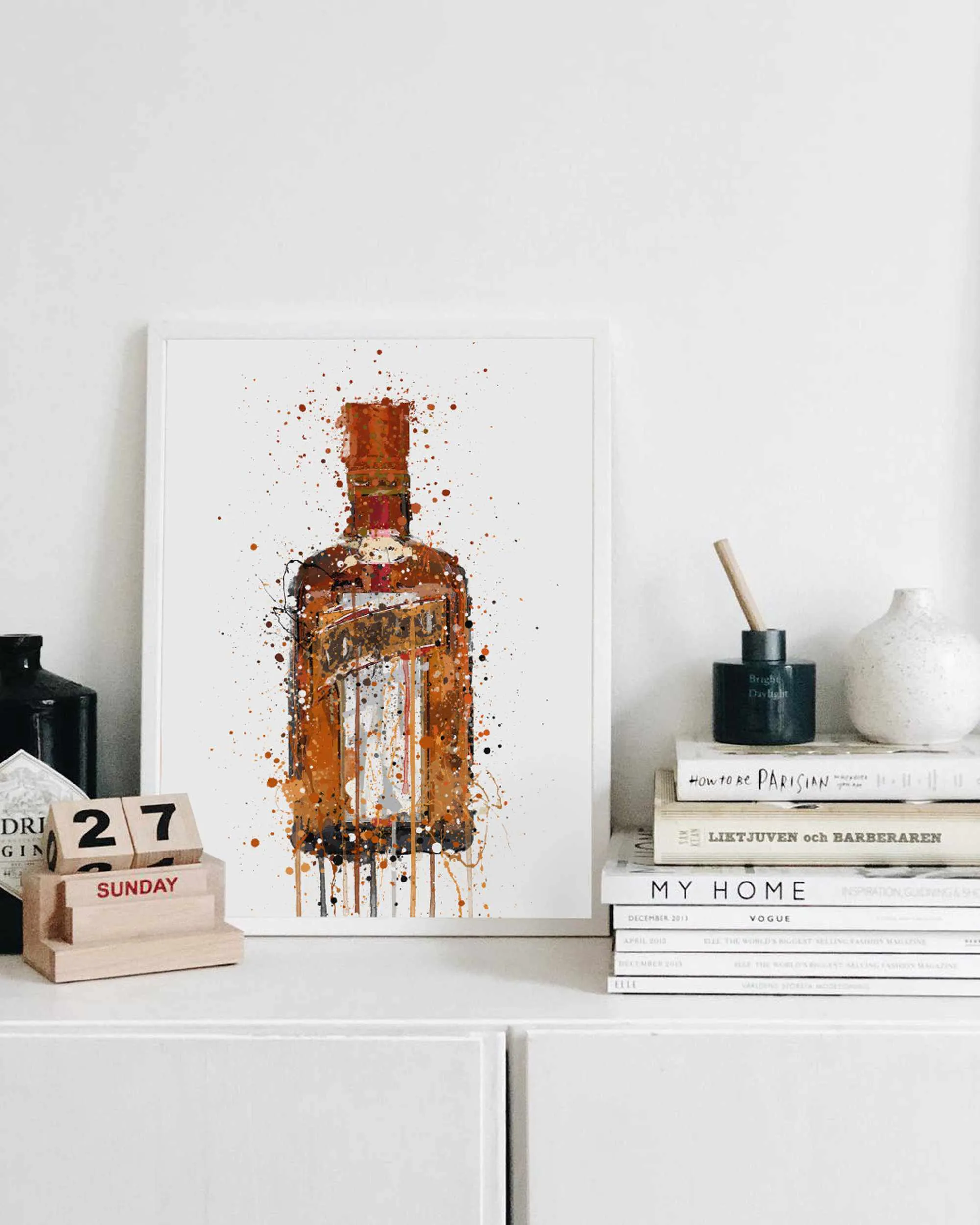 Liqueur Bottle Wall Art Print 'Tangerine'