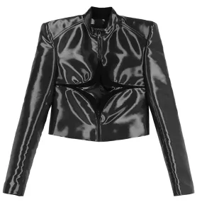 Liquid metallic star cut-out jacket