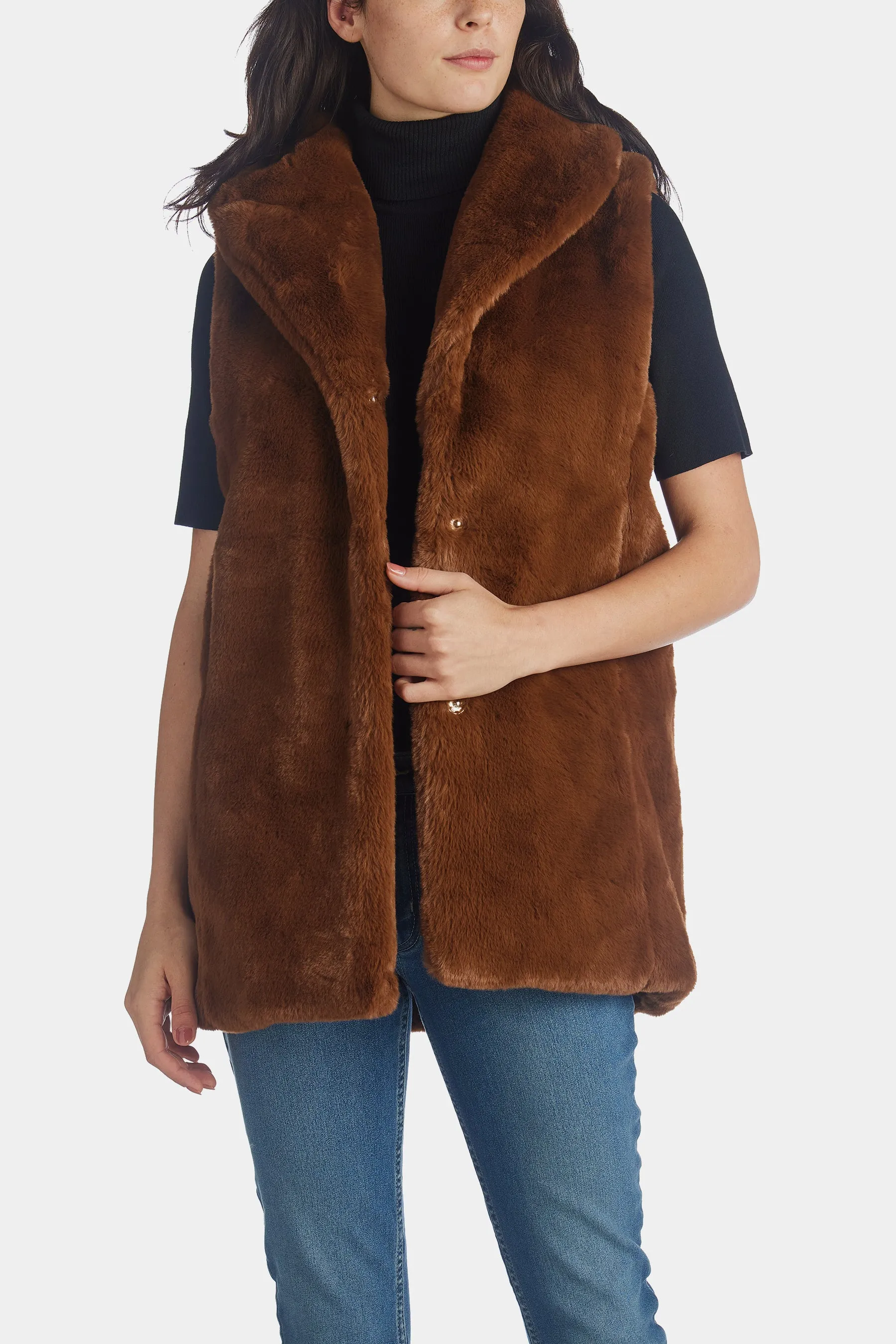 Long Line Faux Mink Vest