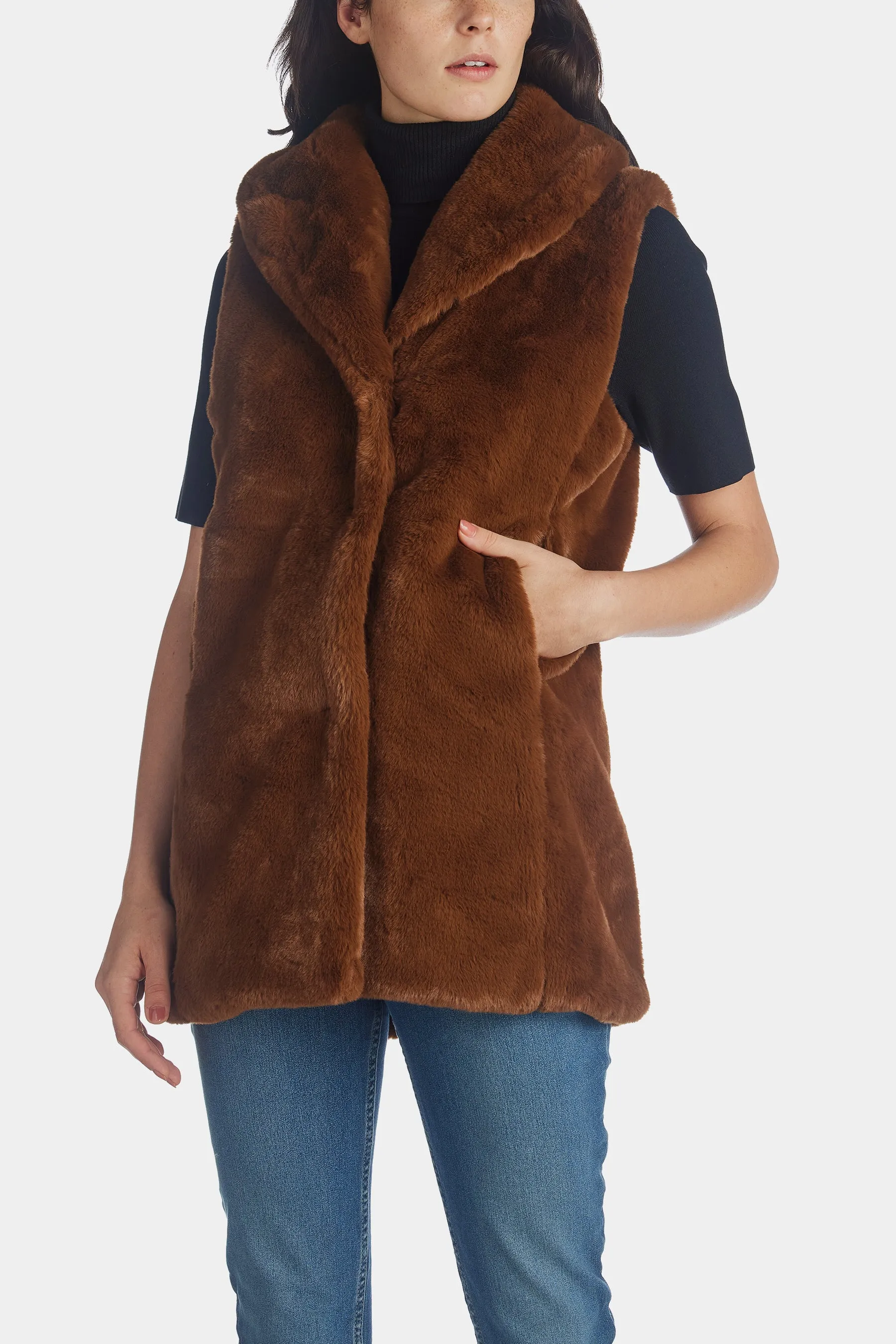 Long Line Faux Mink Vest