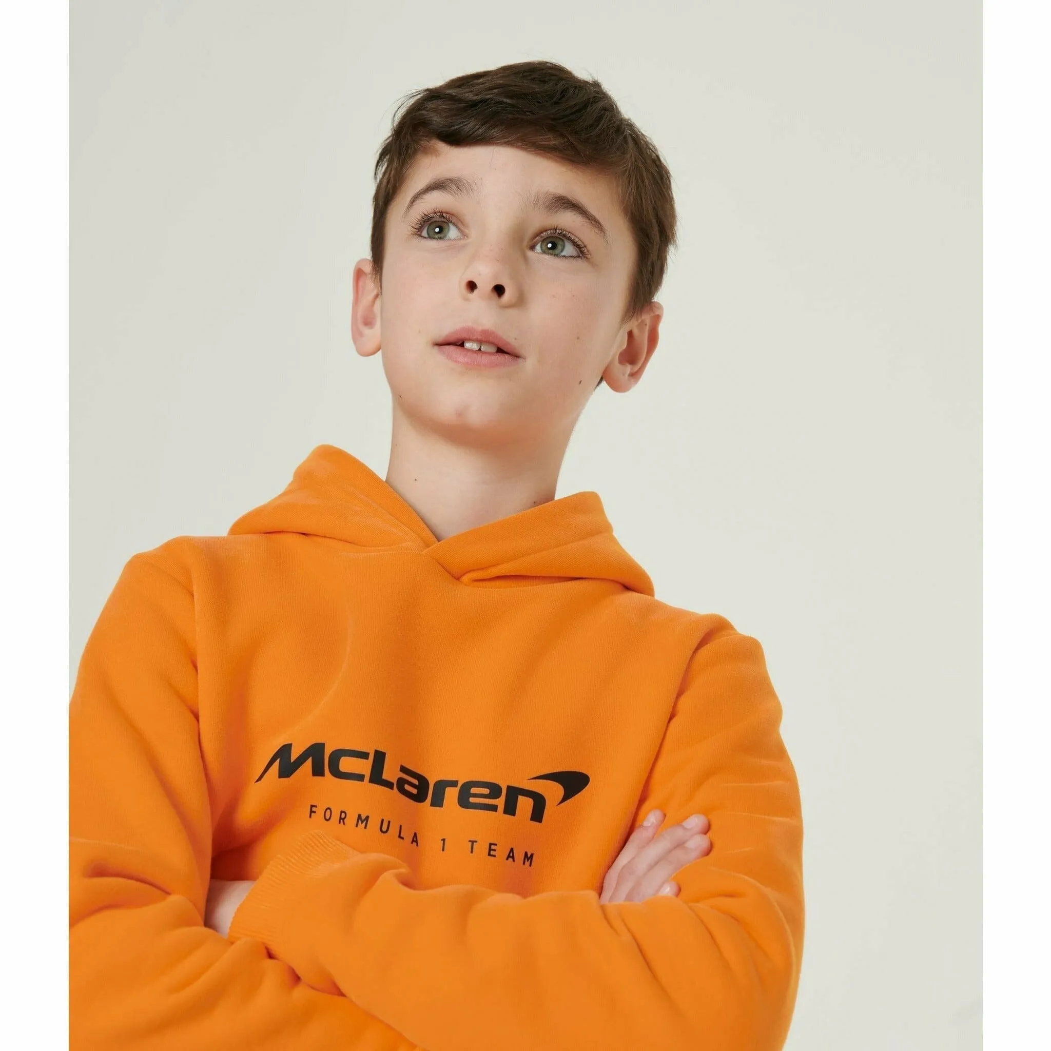 McLaren F1 Kids Core Essentials Hoodie- Youth Papaya/Phantom/Storm Gray/Cloud Blue