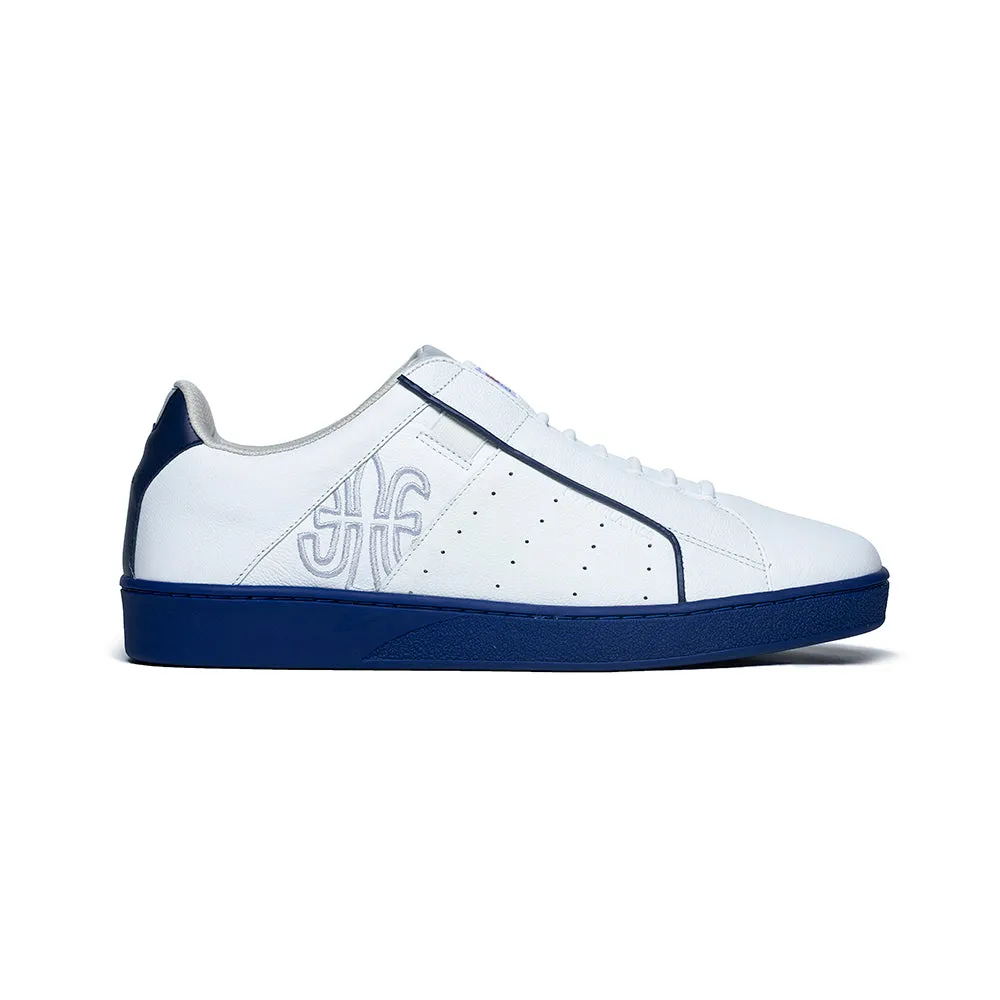 Men's Icon Genesis White Blue Leather Sneakers 01901-005