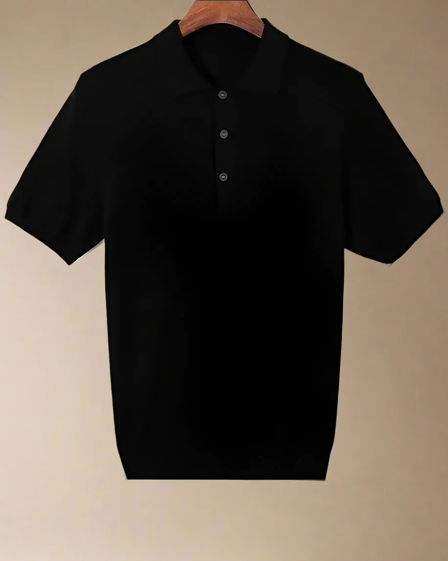 Mens Short Sleeve Fine Knit Polo