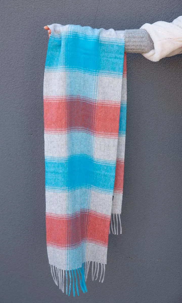 Merino Scarf - Pale pinks/blue