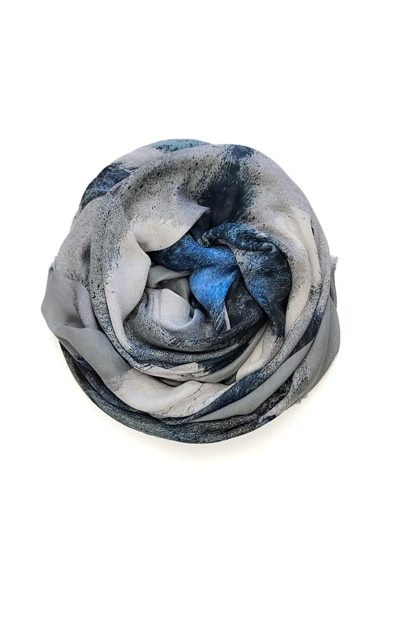 Modal & Cashmere Scarf- Steely Blue